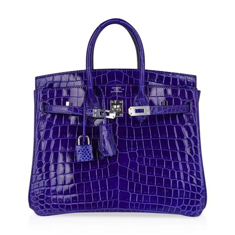 hermes blue crocodile bag.